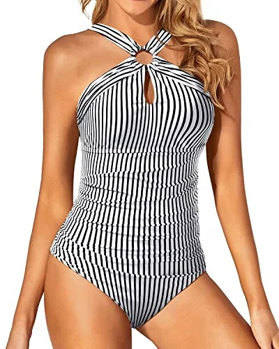 One Piece Swimwear High Neck Keyhole Swimsuits for Women