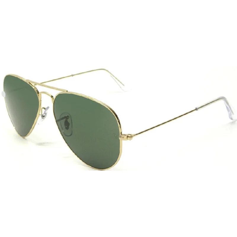 Ray-Ban Gold Aviator Metal Green Unisex Sunglasses RB3025 L0205 58-14