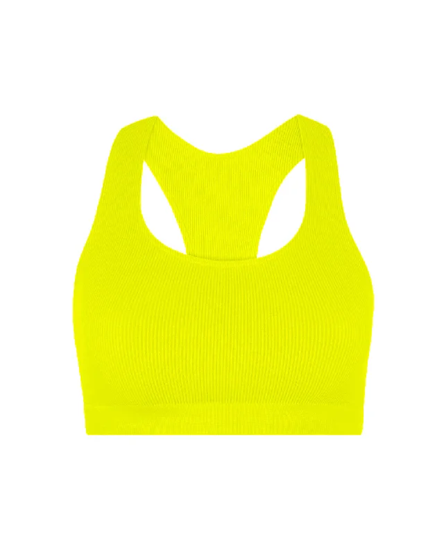 RIBBED ELATED Bra Top | Neon Yellow