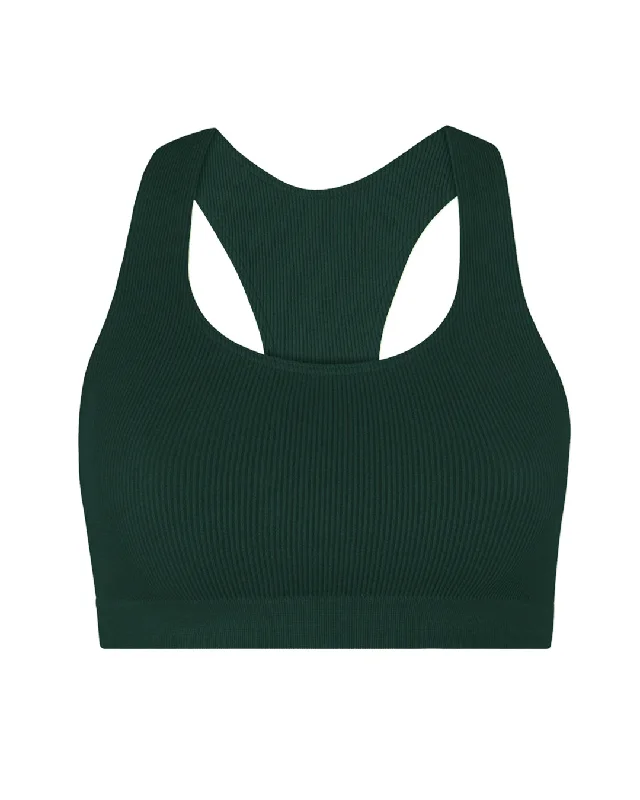 RIBBED ELATED Bra Top | Dark Green