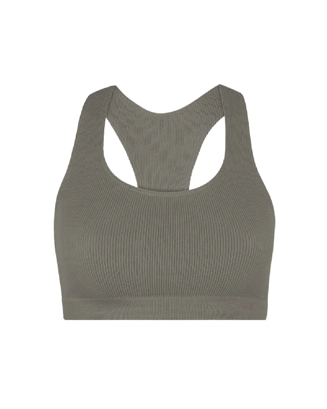 RIBBED ELATED Bra Top | Muddy Grey