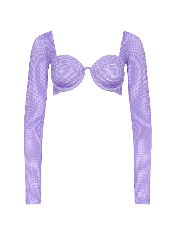 Sleeved Modern Bustier - Violet (Microcheck)