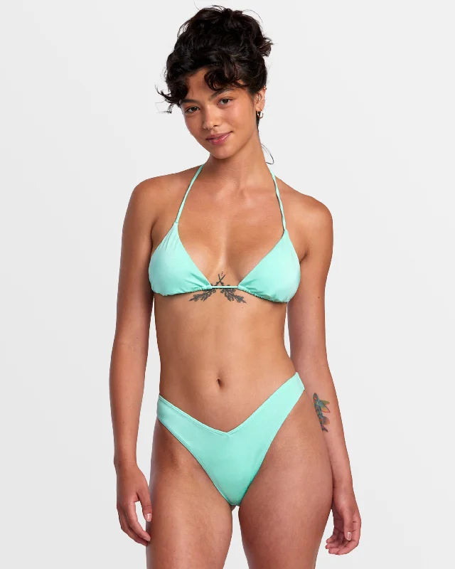 Solid Shimmer V-Front French Bikini Bottoms - Ice Green