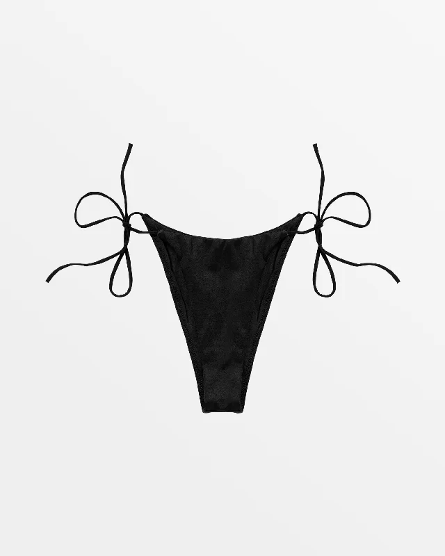 Solid Skimpy Tie Side Bikini Bottoms - Black