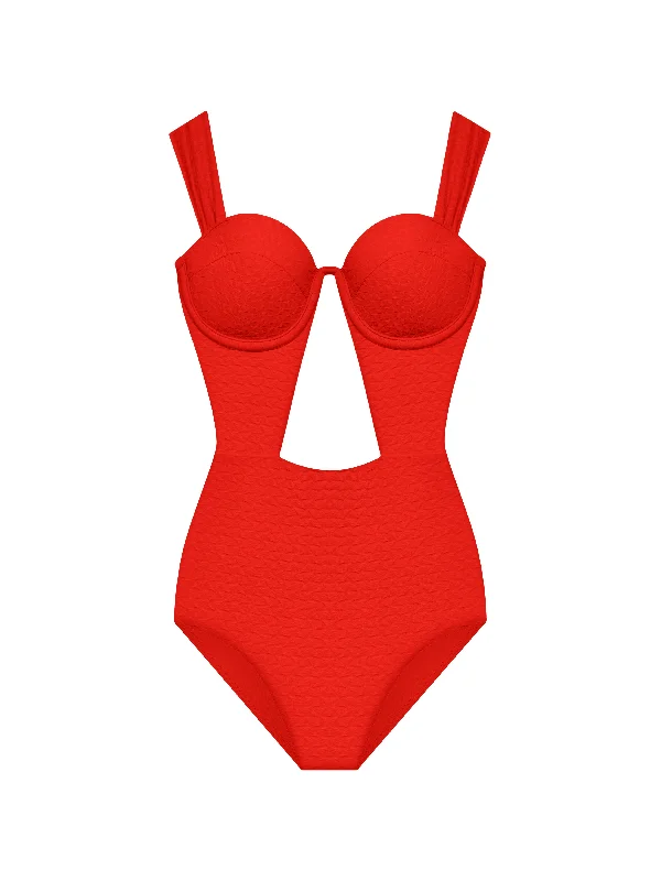 The Bustier Bodysuit - Grapefruit (Embossed)