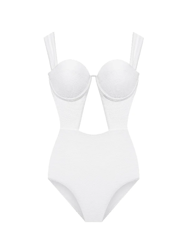 The Bustier Bodysuit - Ivory Honeycomb