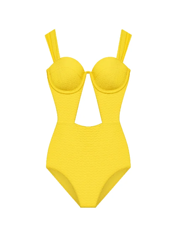 The Bustier Bodysuit - Lemon (Embossed)