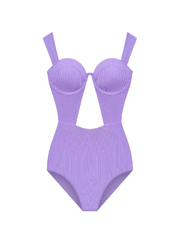 The Bustier Bodysuit - Violet (Ribbed)