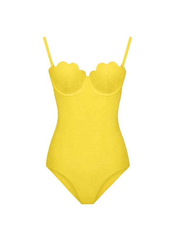 The Contour Swimsuit - Lemon (Embossed)