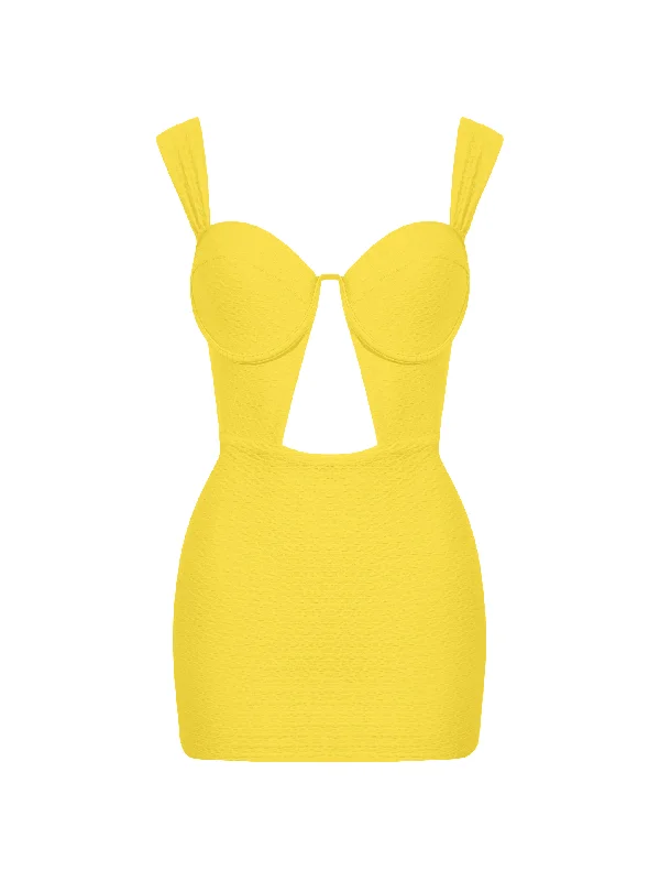 The Muse Minidress - Lemon (Embossed)