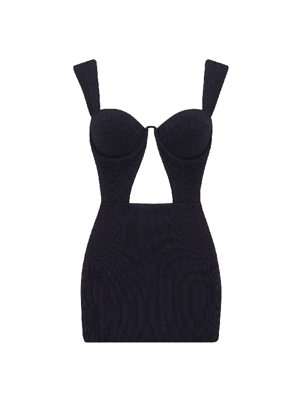 The Muse Minidress - True Black (Rib)