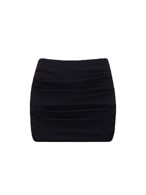 The Twiggy Miniskirt - True Black (Rib)