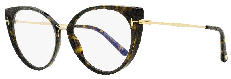 Tom Ford Women's Blue Block Eyeglasses TF5815B 052 Havana/Gold 54mm