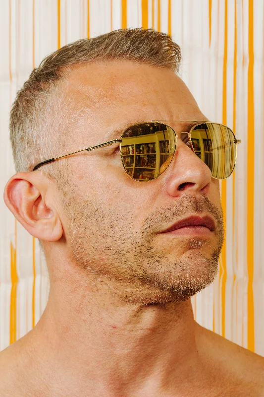 TOM OF FINLAND SUNGLASSES GOLD WITH GOLD LENSES