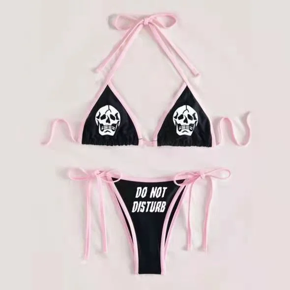 Upopby Sexy Halter Skull Reaper String Bikini