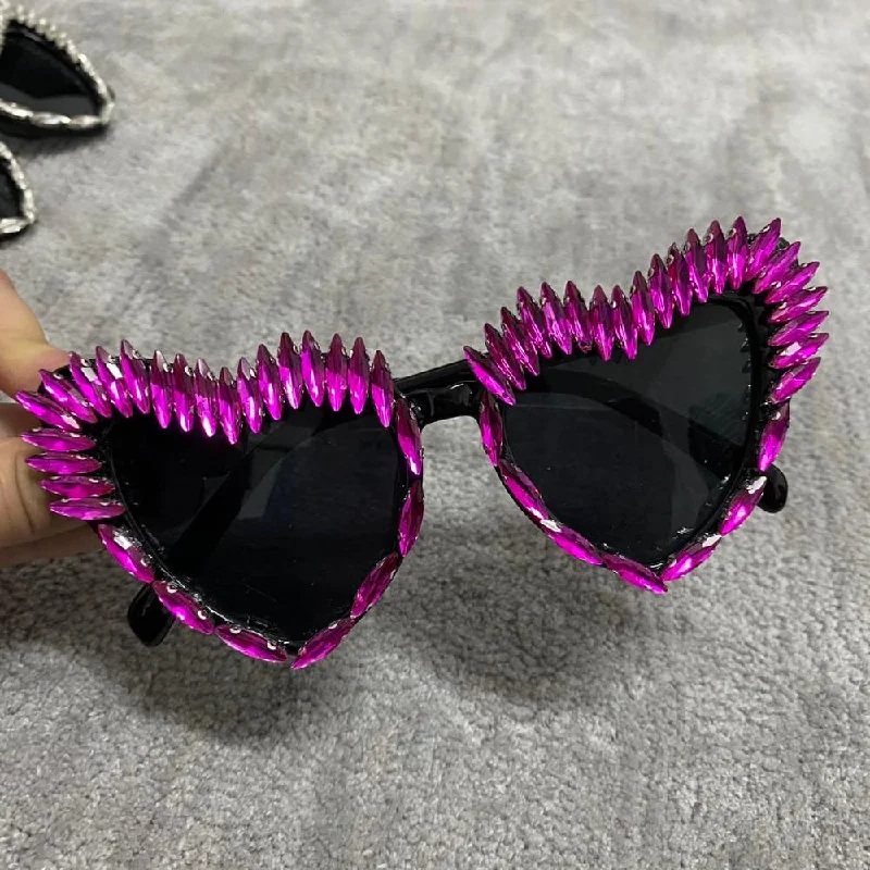 Women's Handmade Party Luxury Diamond Sexy Cat Eye Sunglasses