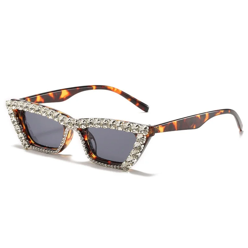 Women's Luxury Diamond Decor Cat Eyes Sexy Hip Hop Sunglasses